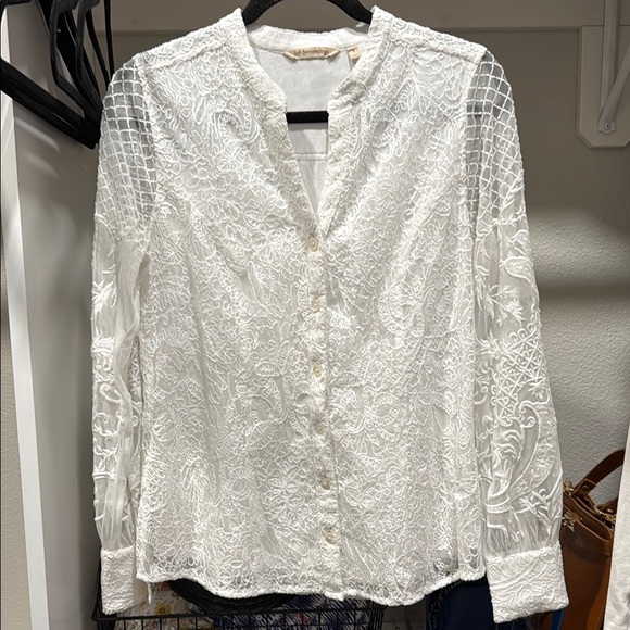 Soft Surroundings Elegant White Lace Blouse sz s - Picture 1 of 8